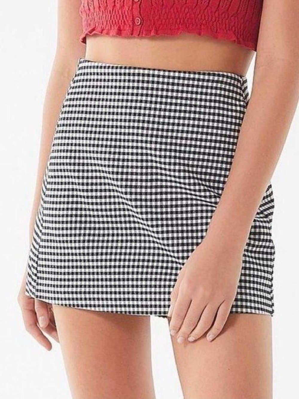 Urban Outfitters Black and White Gingham/Plaid Mini Skirt 90s Indie Size Medium